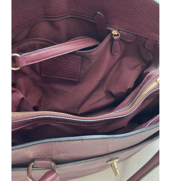 Coach Burgundy Pebbled Leather Mercer Satchel - Picture 6 of 6